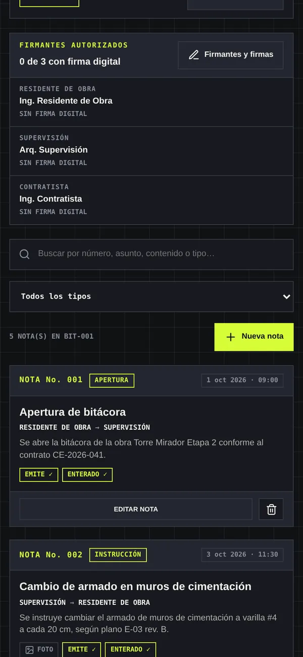 Bitácora en el celular