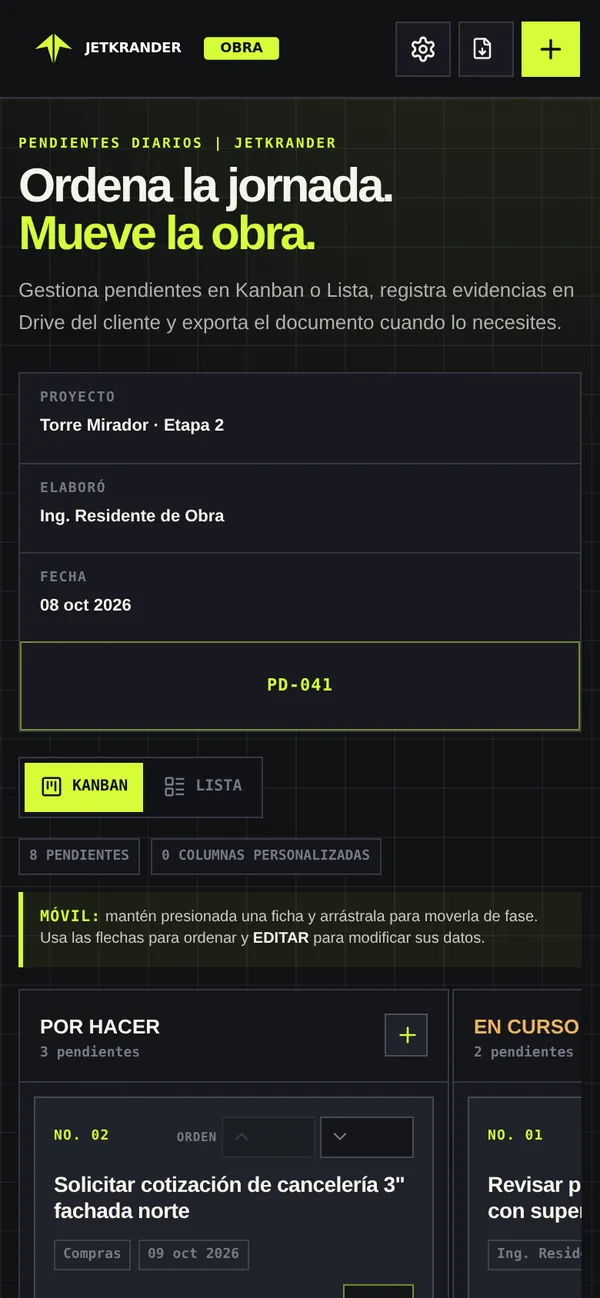 Pendientes en el celular